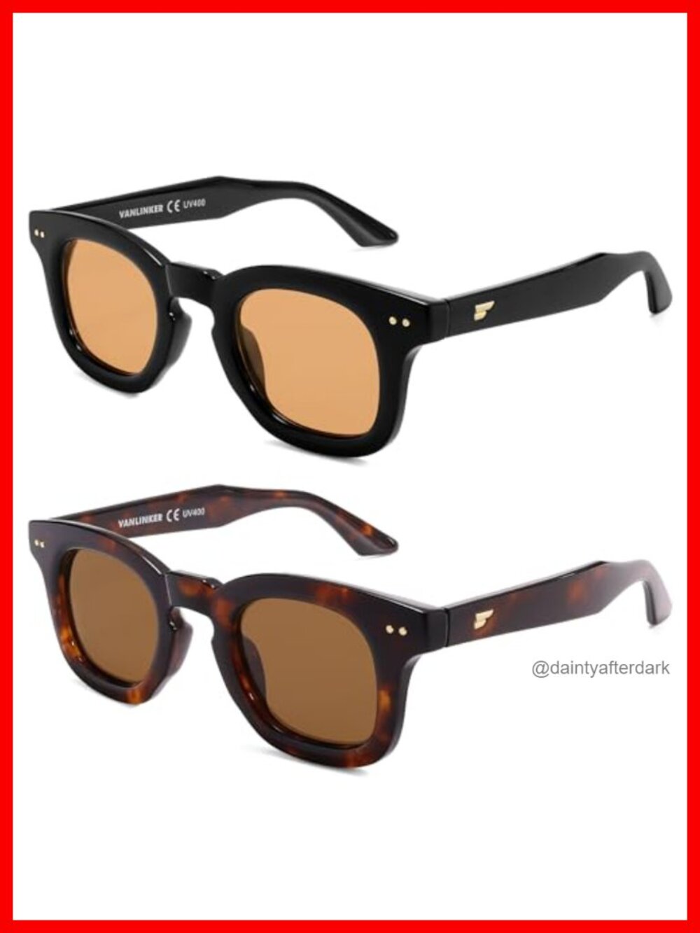 Retro Thick Square Polarized Sunglasses for Men Women UV Protection